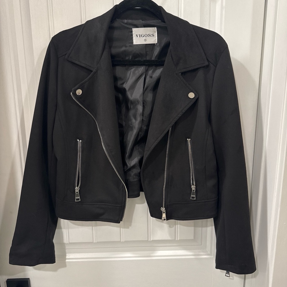 Vigoss Black Women's Faux Suede Biker Jacket